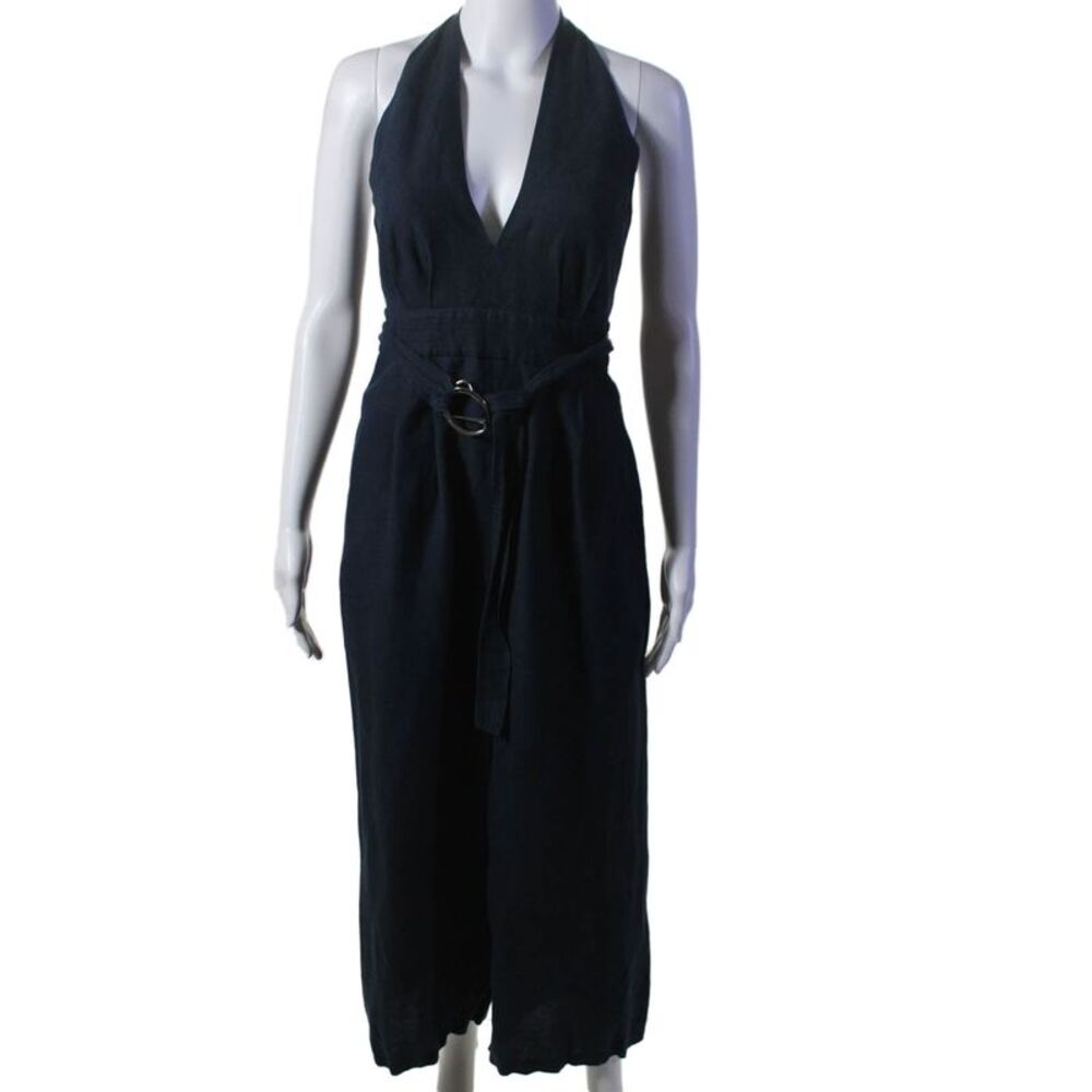 Adam Lippes Collective Womens Navy Halter Jumpsuit Blue Size 0 16136501